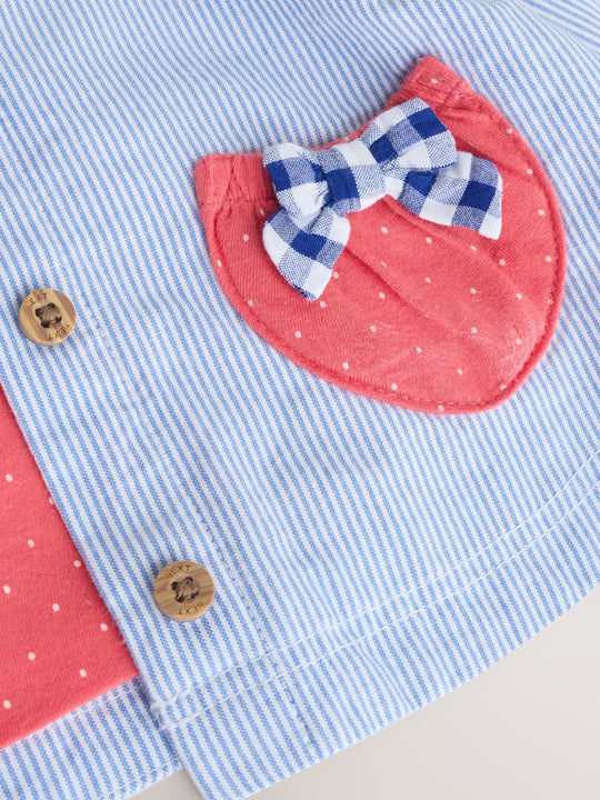 Blue Striped Strawberry Pocket Baby Hooded Jacket (0mths-2yrs)
