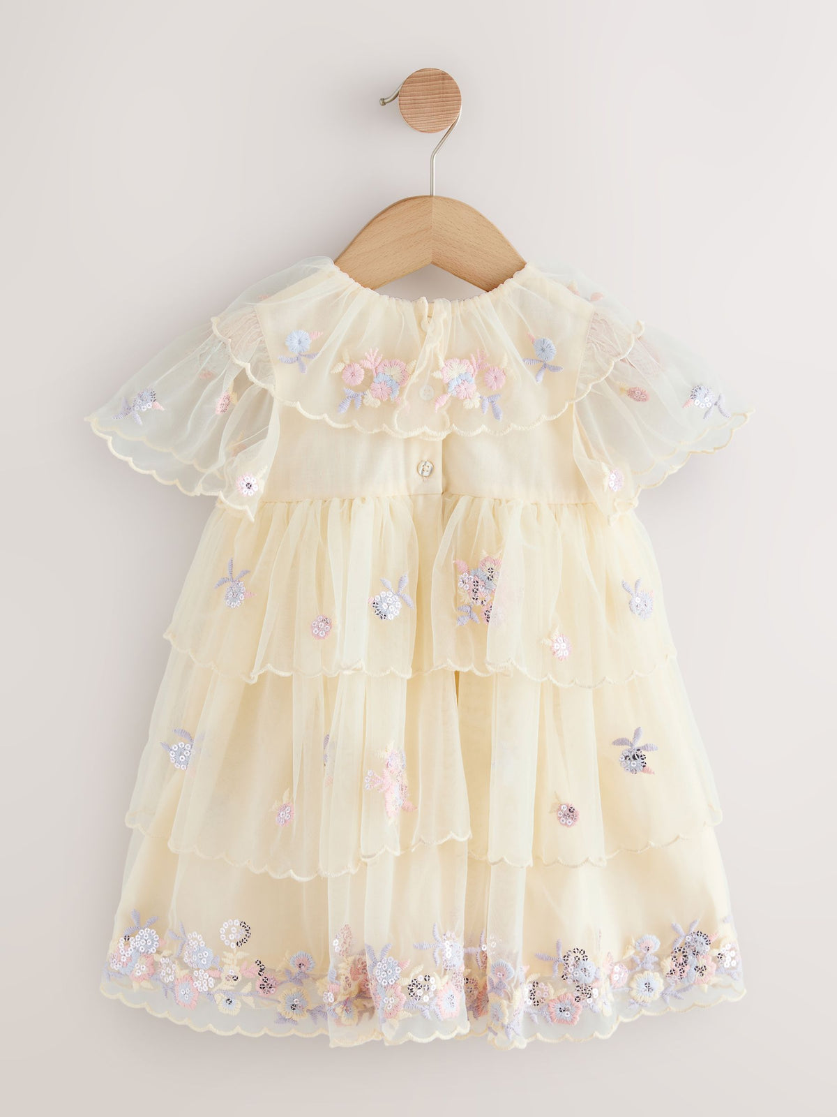 Cream Embroidered Mesh Dress (3mths-7yrs)