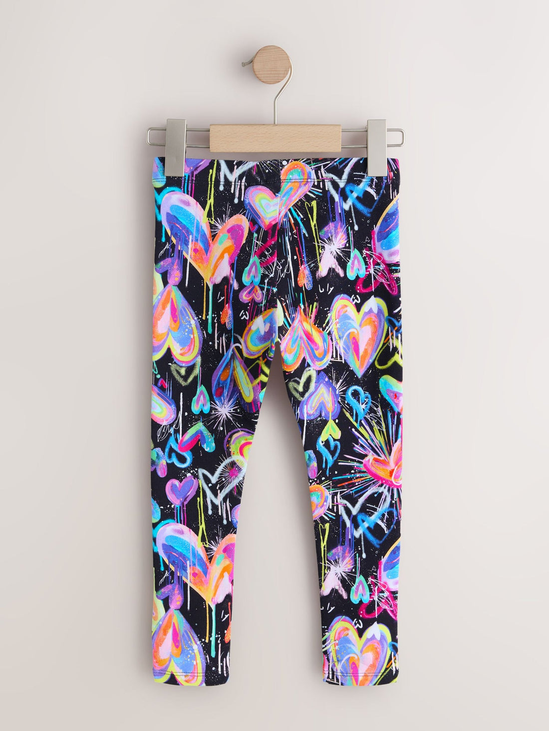 Black Graffiti Heart Leggings (3-16yrs)