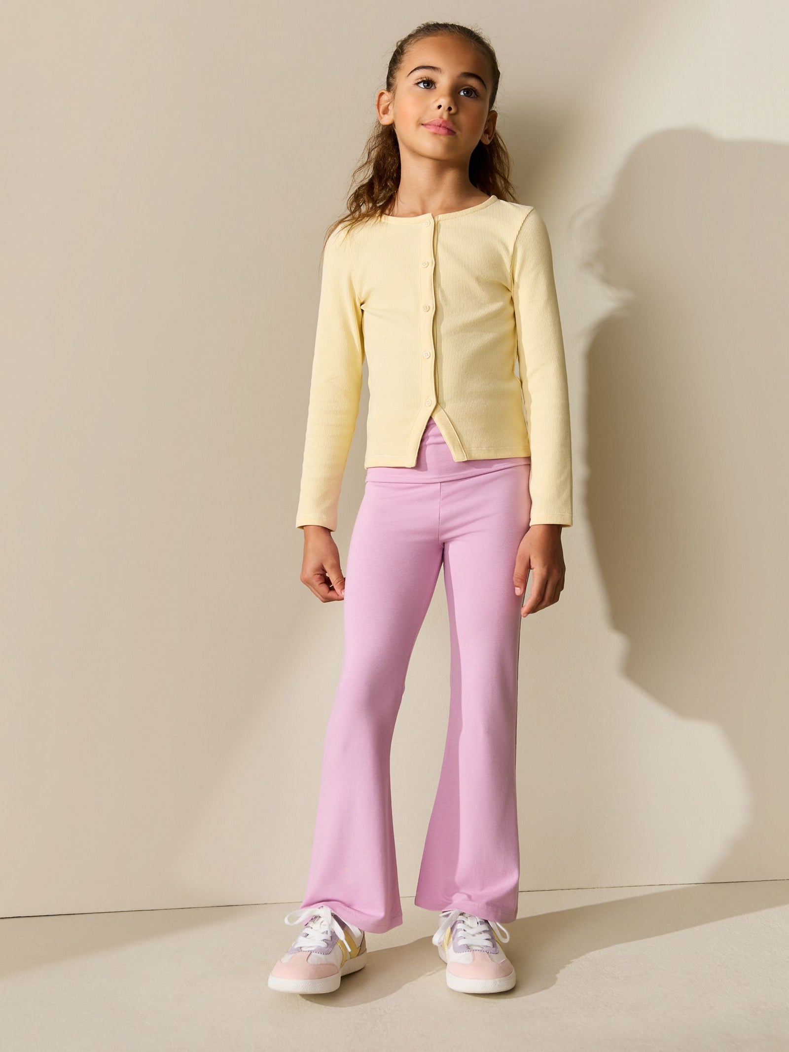 Pink Fold Over Flare Leggings (3-16yrs)