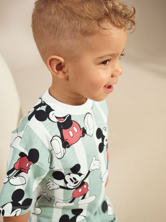 Sage Green Mickey Mouse T-Shirt and Shorts Set (3mths-8yrs)