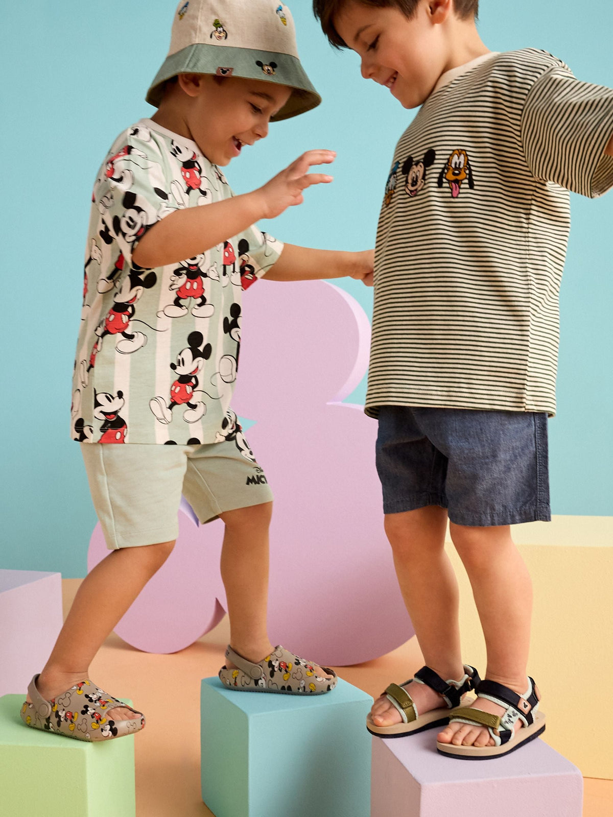 Sage Green Mickey Mouse T-Shirt and Shorts Set (3mths-8yrs)