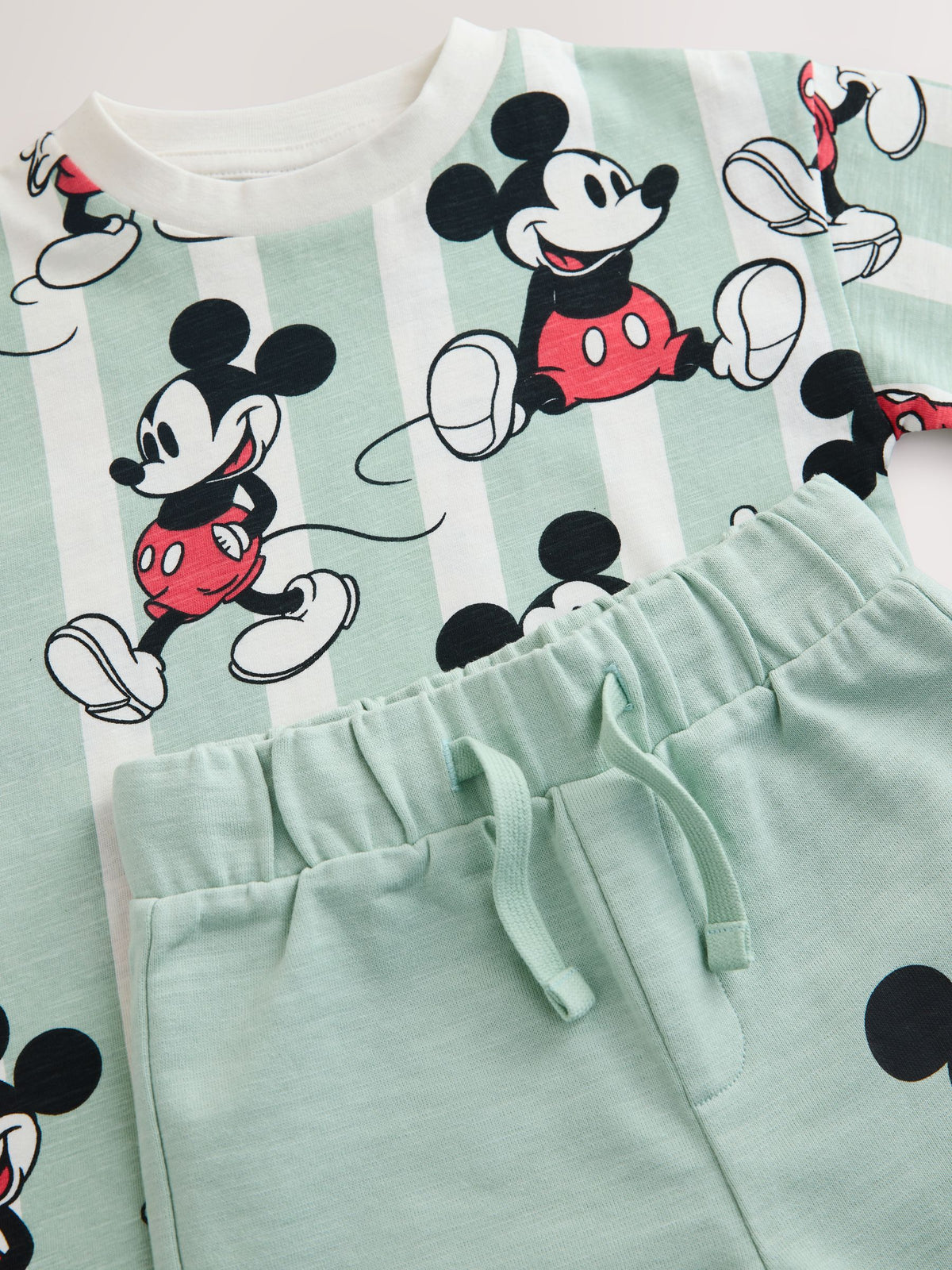 Sage Green Mickey Mouse T-Shirt and Shorts Set (3mths-8yrs)