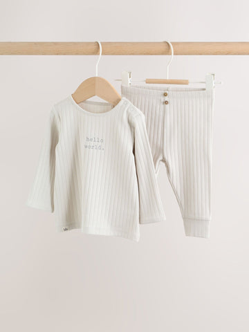 Grey Hello World Top and Leggings Baby Set (0-18mths)