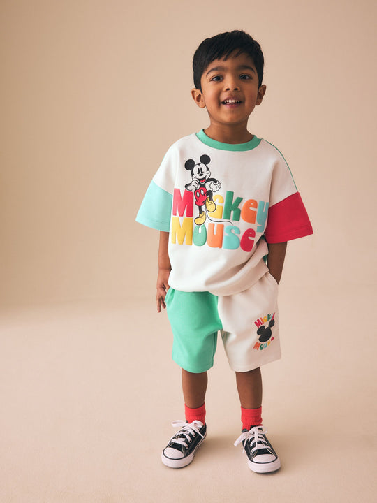 Colour Block Mickey Short Sleeve Crew and Shorts Set (3mths-8yrs)