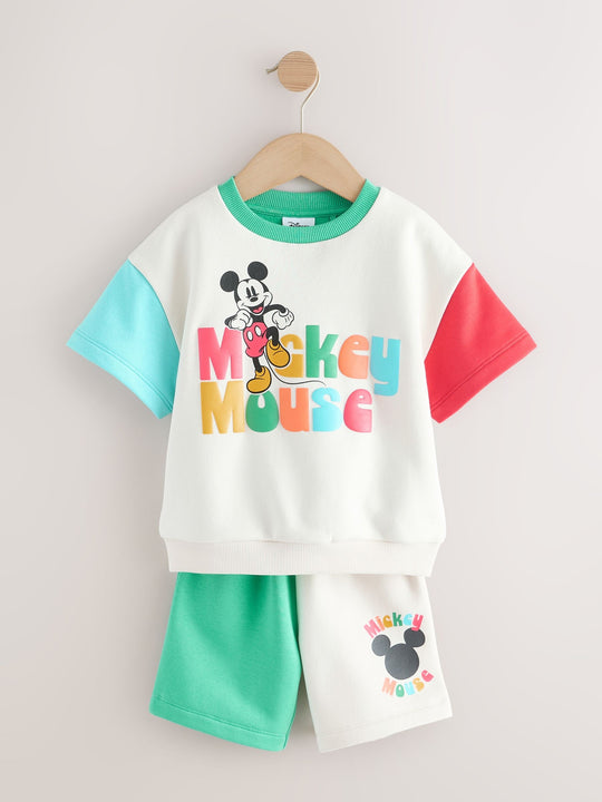 Colour Block Mickey Short Sleeve Crew and Shorts Set (3mths-8yrs)