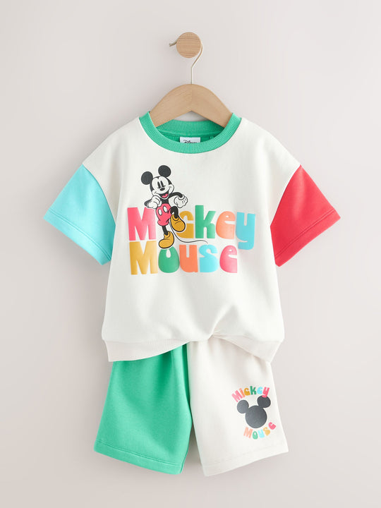 Colour Block Mickey Short Sleeve Crew and Shorts Set (3mths-8yrs)