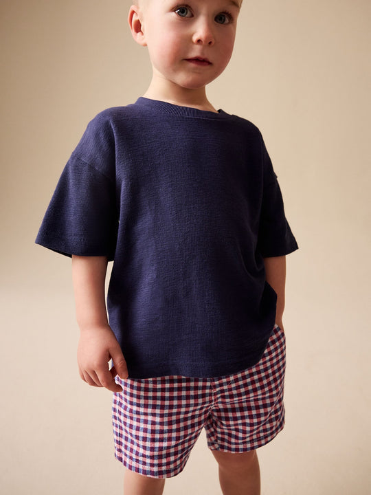 Red/Blue/White Gingham Linen Blend Chino Shorts (3mths-7yrs)