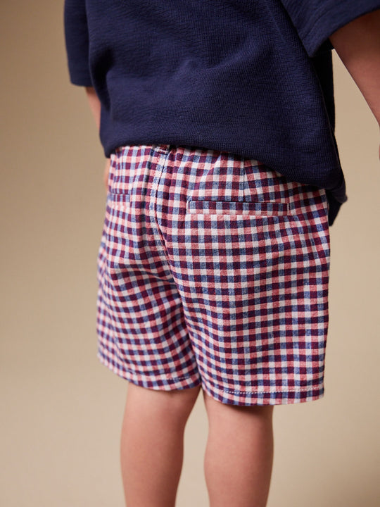 Red/Blue/White Gingham Linen Blend Chino Shorts (3mths-7yrs)