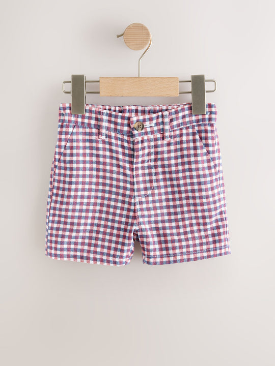 Red/Blue/White Gingham Linen Blend Chino Shorts (3mths-7yrs)