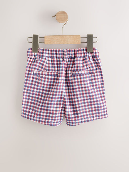 Red/Blue/White Gingham Linen Blend Chino Shorts (3mths-7yrs)