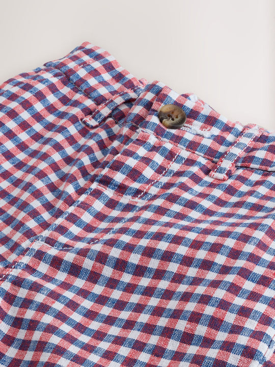 Red/Blue/White Gingham Linen Blend Chino Shorts (3mths-7yrs)