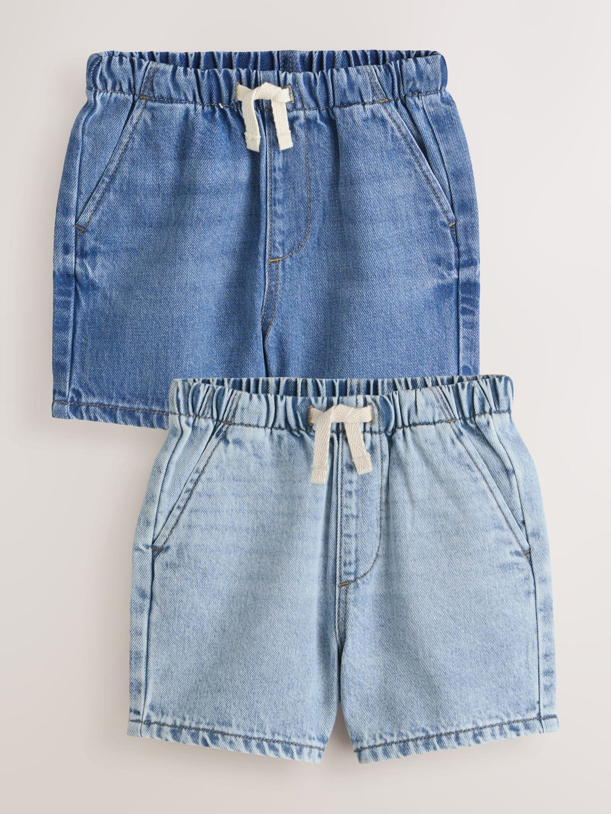 Blue Denim Bleach Pull On Shorts 2 Pack (3mths-7yrs)