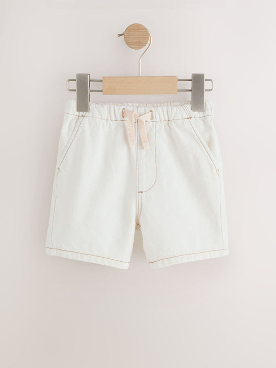 Ecru Pull On Loose Denim Shorts (3mths-7yrs)
