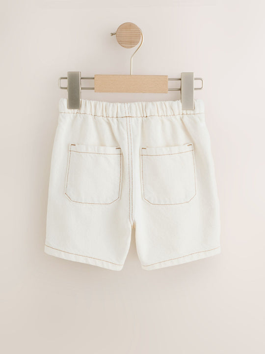 Ecru Pull On Loose Denim Shorts (3mths-7yrs)