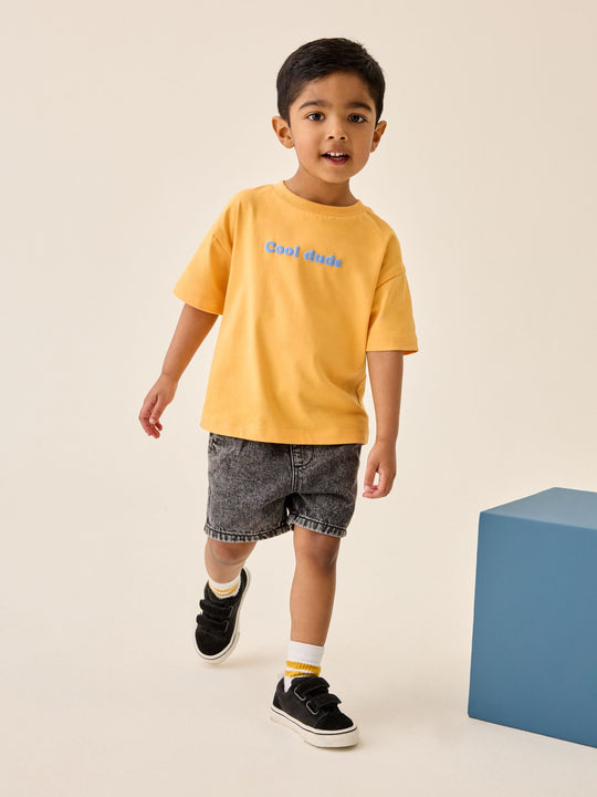 Grey Pull On Loose Denim Shorts (3mths-7yrs)
