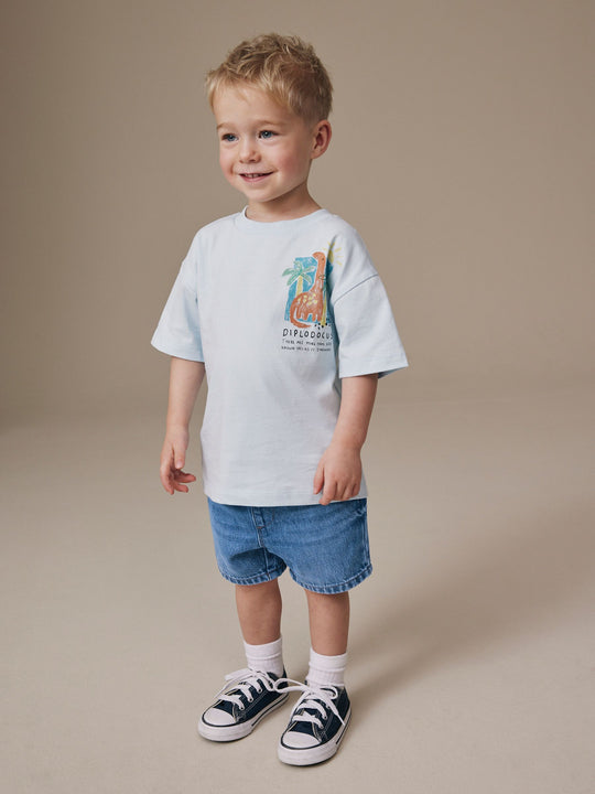 Mid Blue Pull On Loose Denim Shorts (3mths-7yrs)