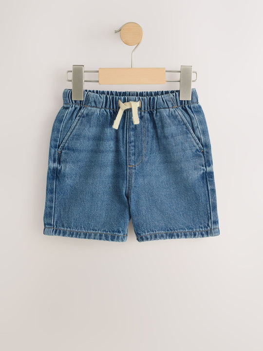 Mid Blue Pull On Loose Denim Shorts (3mths-7yrs)