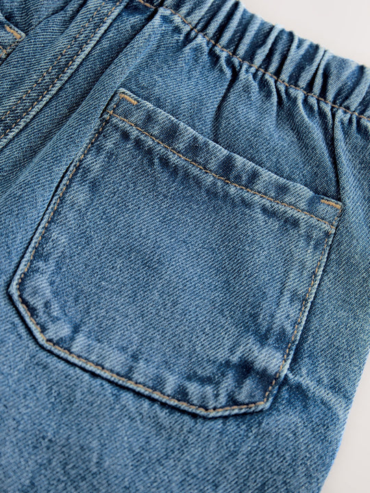 Mid Blue Pull On Loose Denim Shorts (3mths-7yrs)