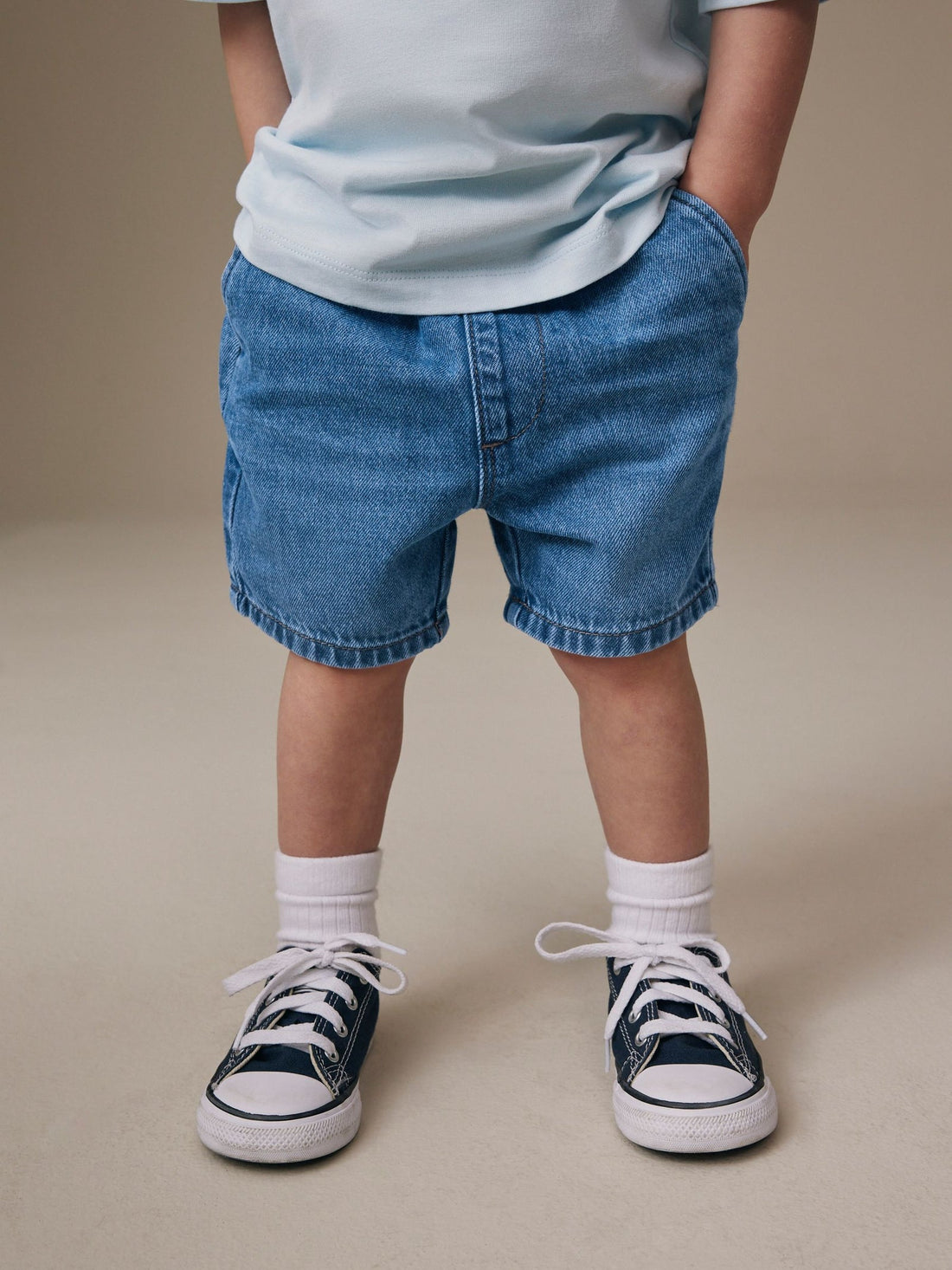 Mid Blue Pull On Loose Denim Shorts (3mths-7yrs)