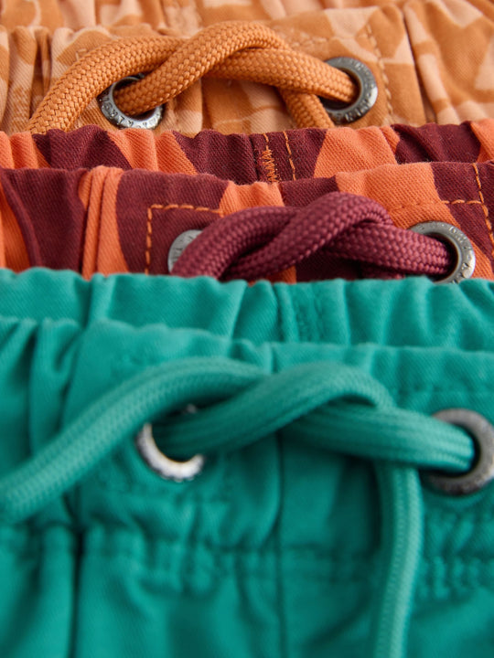 Green/Orange/Stripe Pull On Shorts 3 Pack (3mths-7yrs)