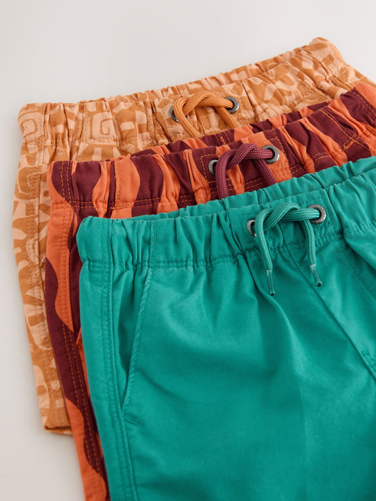 Green/Orange/Stripe Pull On Shorts 3 Pack (3mths-7yrs)