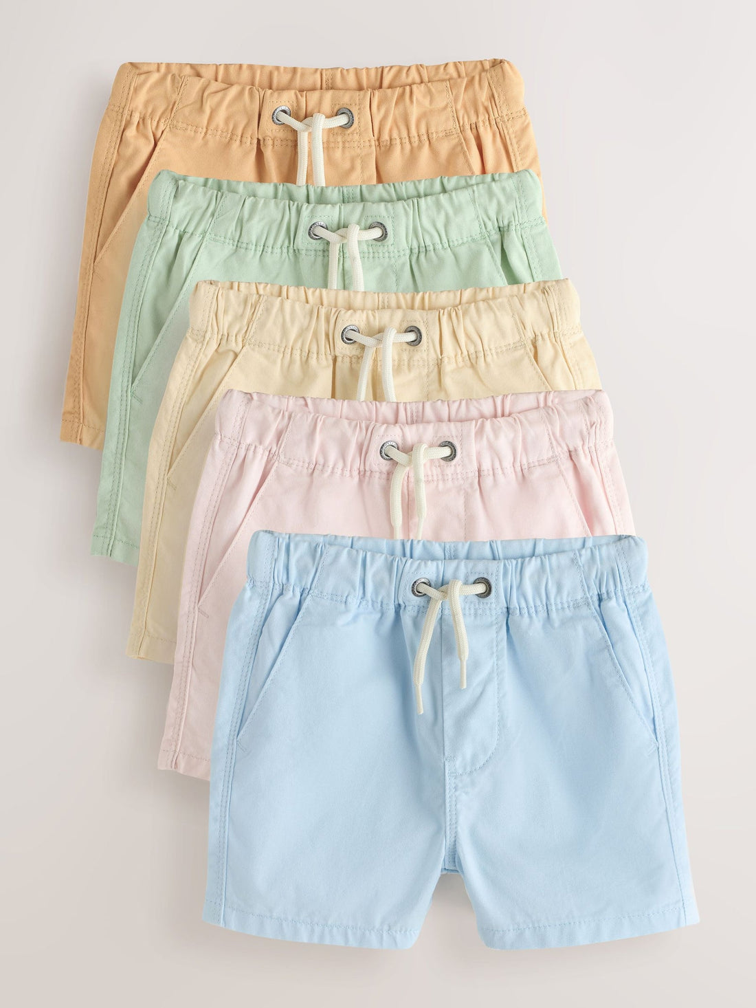 Orange/Yellow/Green/Pink/Blue Pull On Shorts 5 Pack (3mths-7yrs)