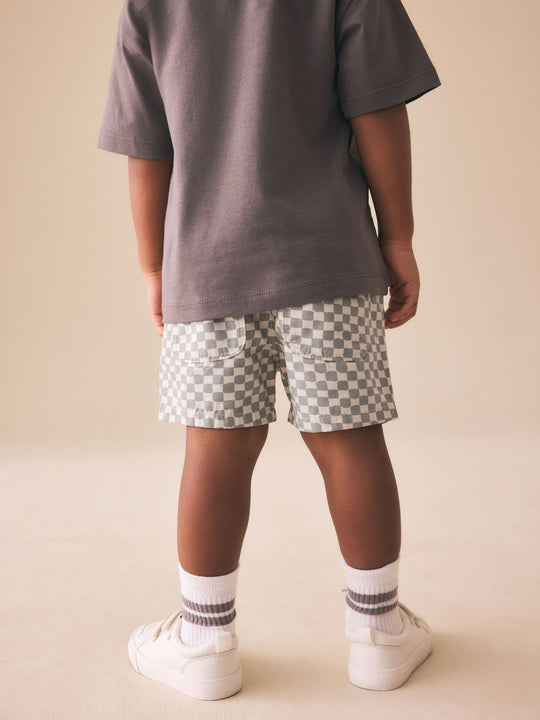 Neutral Checkerboard Pull On Shorts (3mths-7yrs)