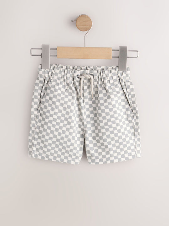 Neutral Checkerboard Pull On Shorts (3mths-7yrs)