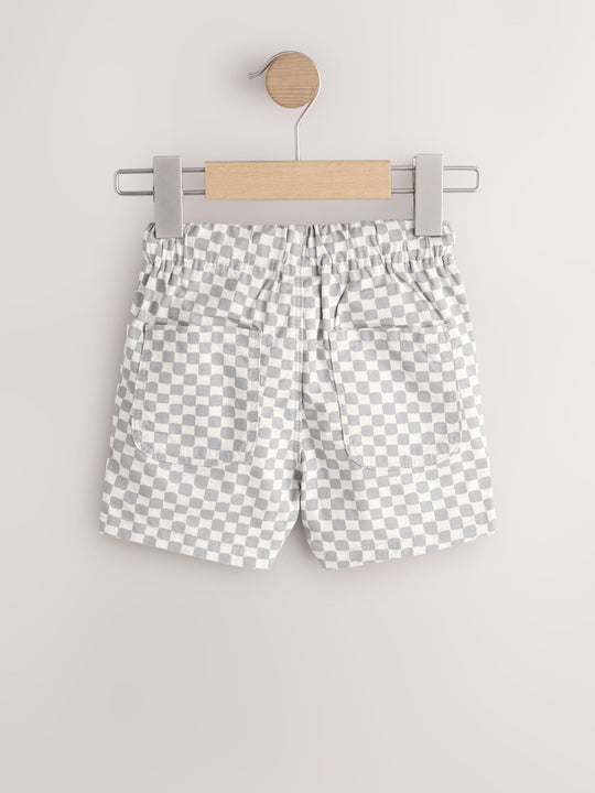 Neutral Checkerboard Pull On Shorts (3mths-7yrs)