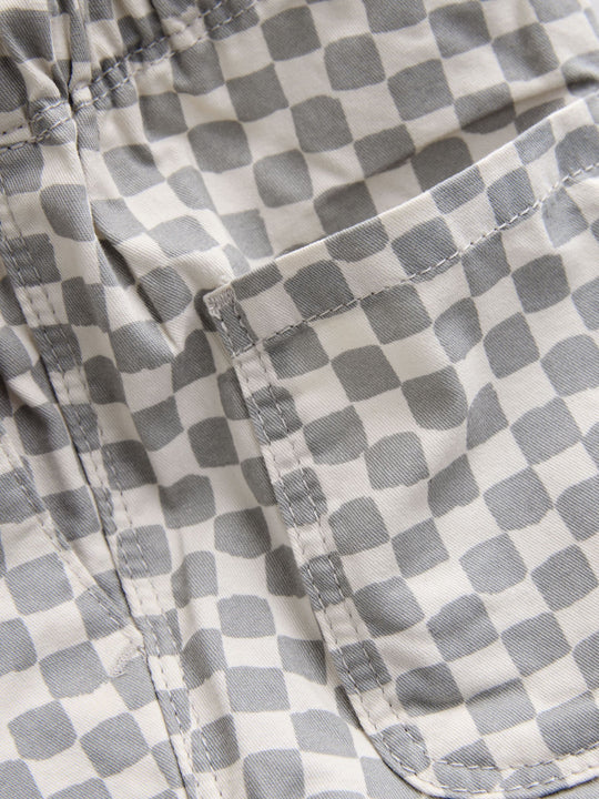 Neutral Checkerboard Pull On Shorts (3mths-7yrs)