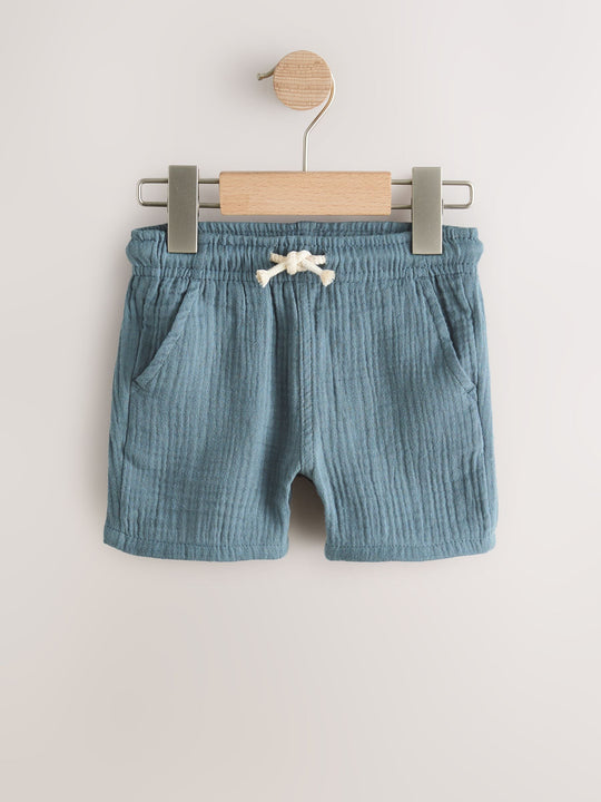 Neutral/Brown/Red/Blue/Sage Green Soft Textured Pull On Shorts 5 Pack (3mths-7yrs)
