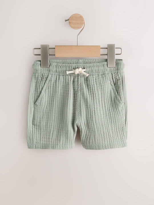 Neutral/Brown/Red/Blue/Sage Green Soft Textured Pull On Shorts 5 Pack (3mths-7yrs)