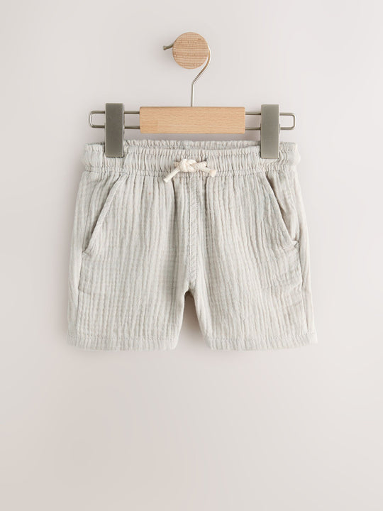 Neutral/Brown/Red/Blue/Sage Green Soft Textured Pull On Shorts 5 Pack (3mths-7yrs)
