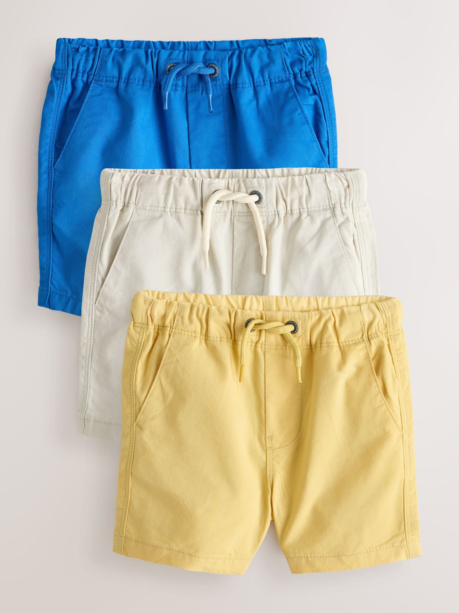 Blue/Neutral/Yellow Pull On Shorts 3 Pack (3mths-7yrs)