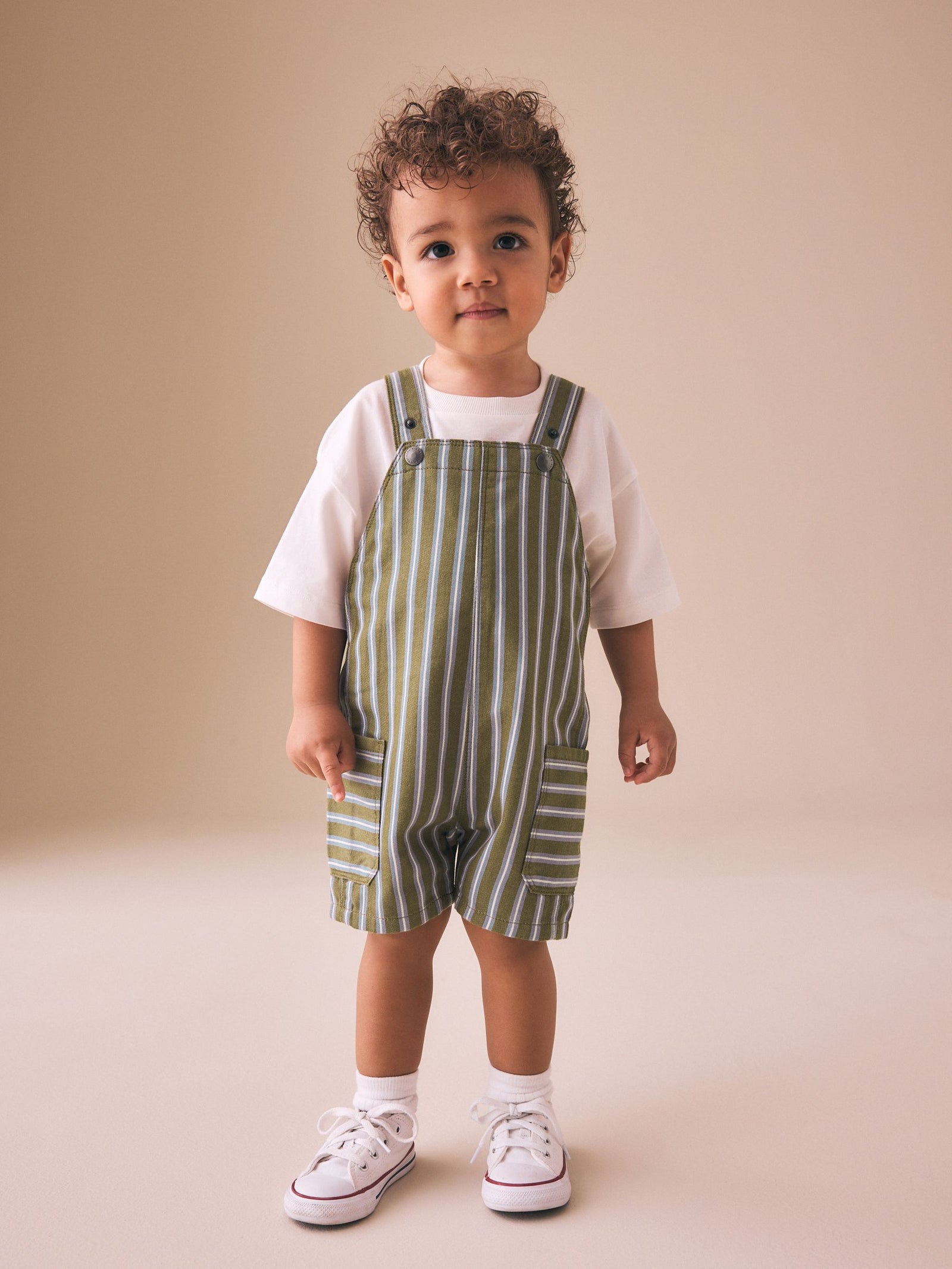 Khaki/Blue Dungarees (3mths-7yrs)