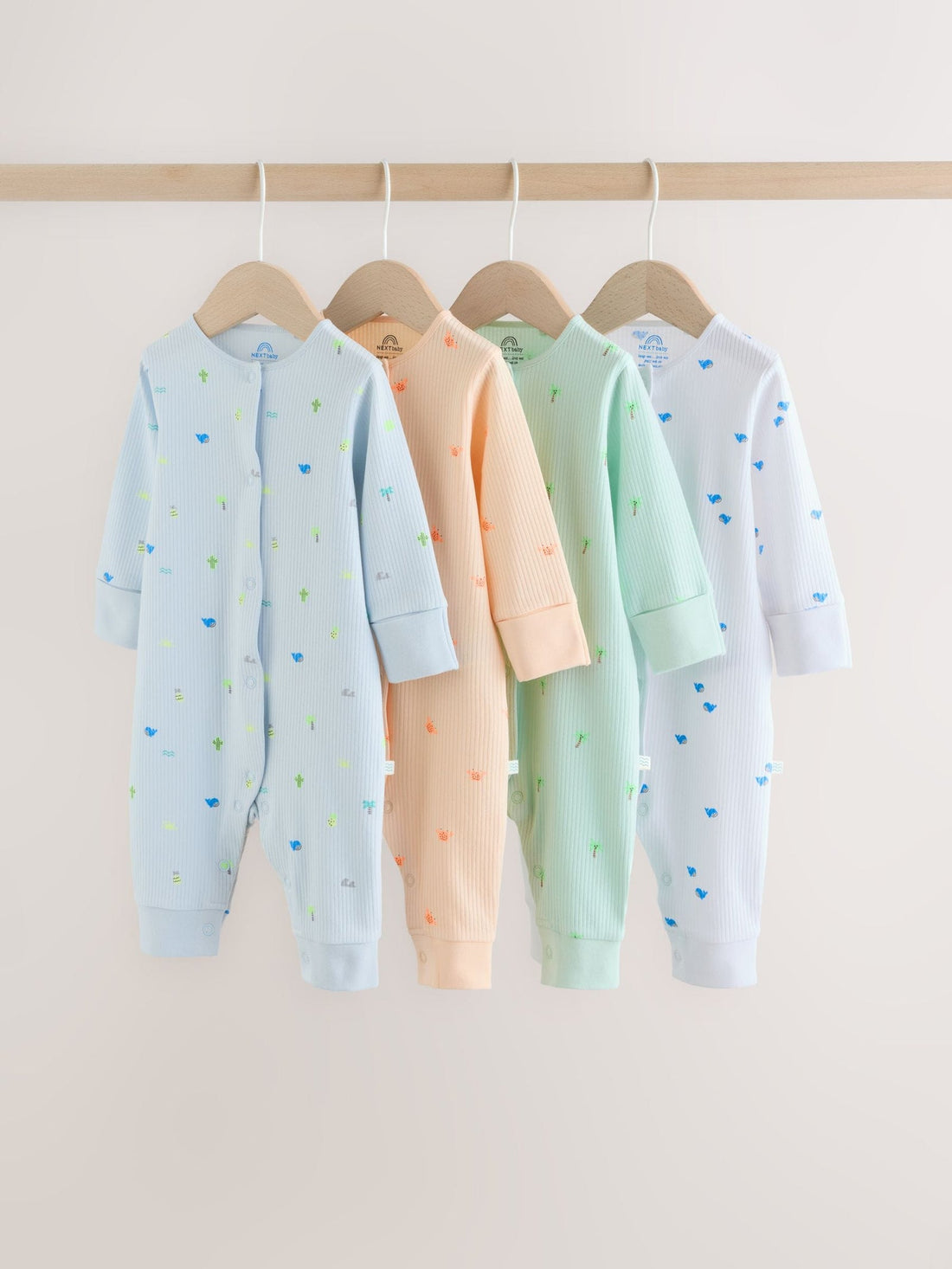 Multi Print Baby Sleepsuits 4 Pack (0mths-3yrs)
