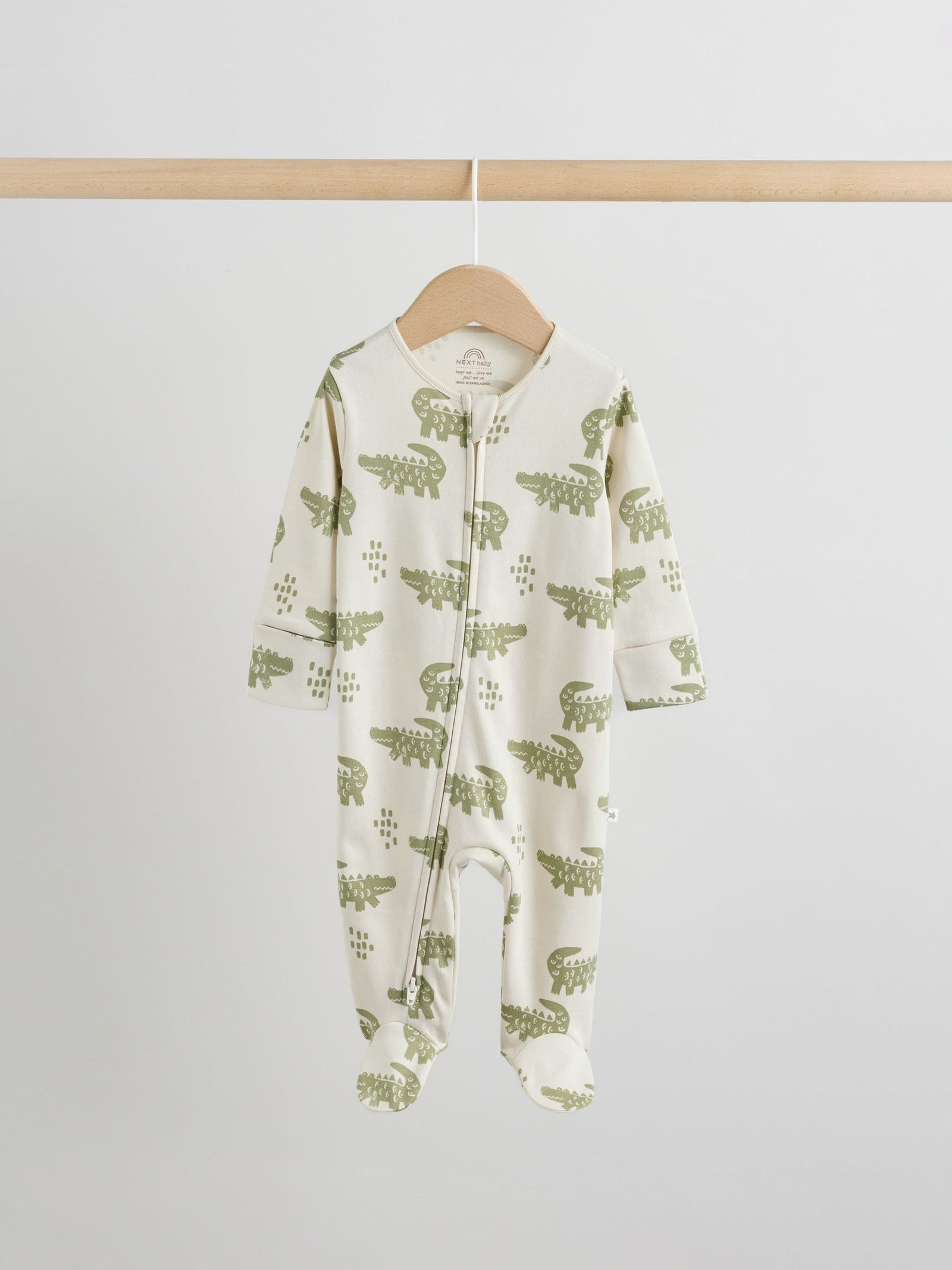Multi Safari Two Way Zip Baby Sleepsuits 3 Pack (0mths-2yrs)