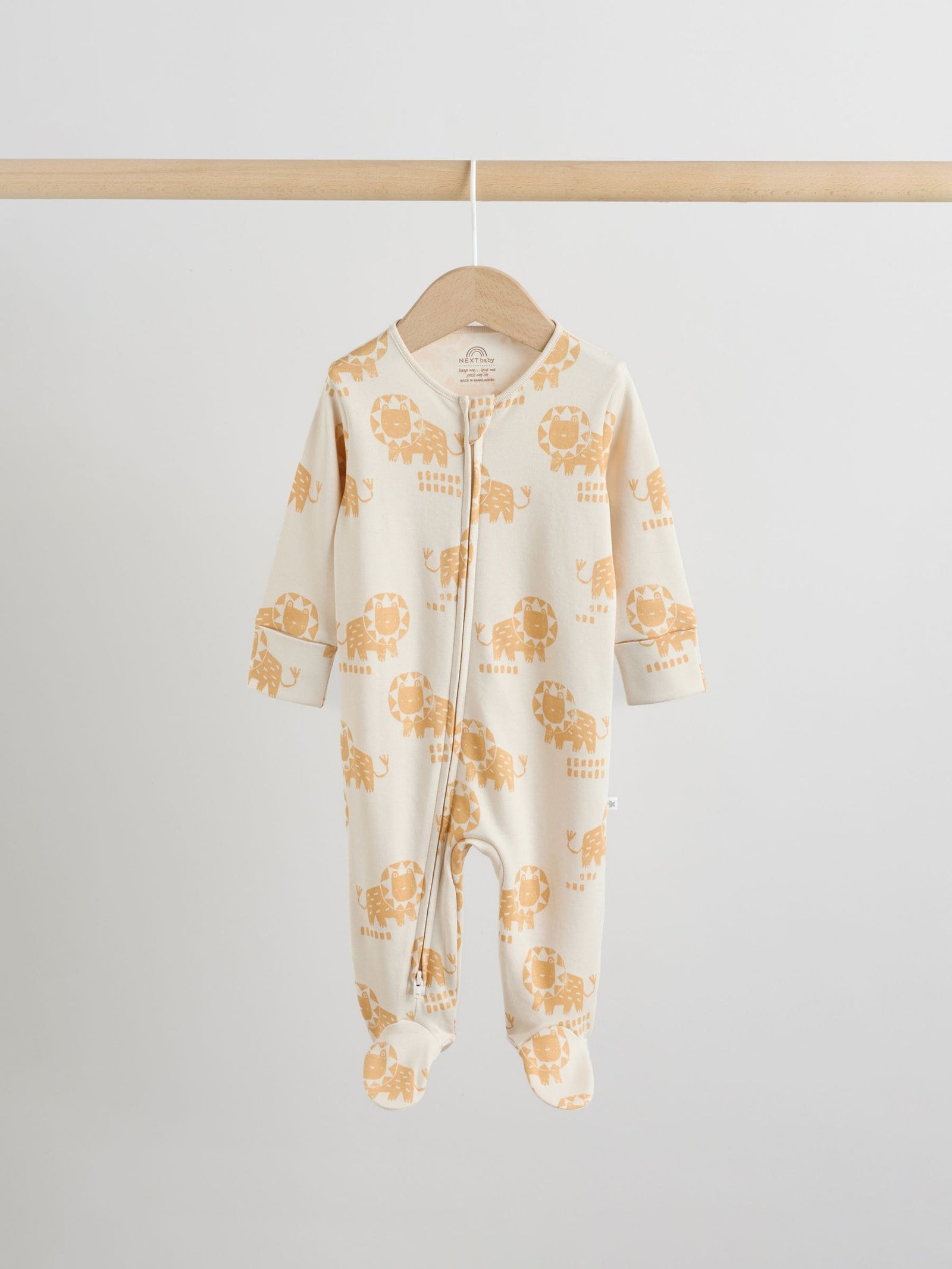 Multi Safari Two Way Zip Baby Sleepsuits 3 Pack (0mths-2yrs)