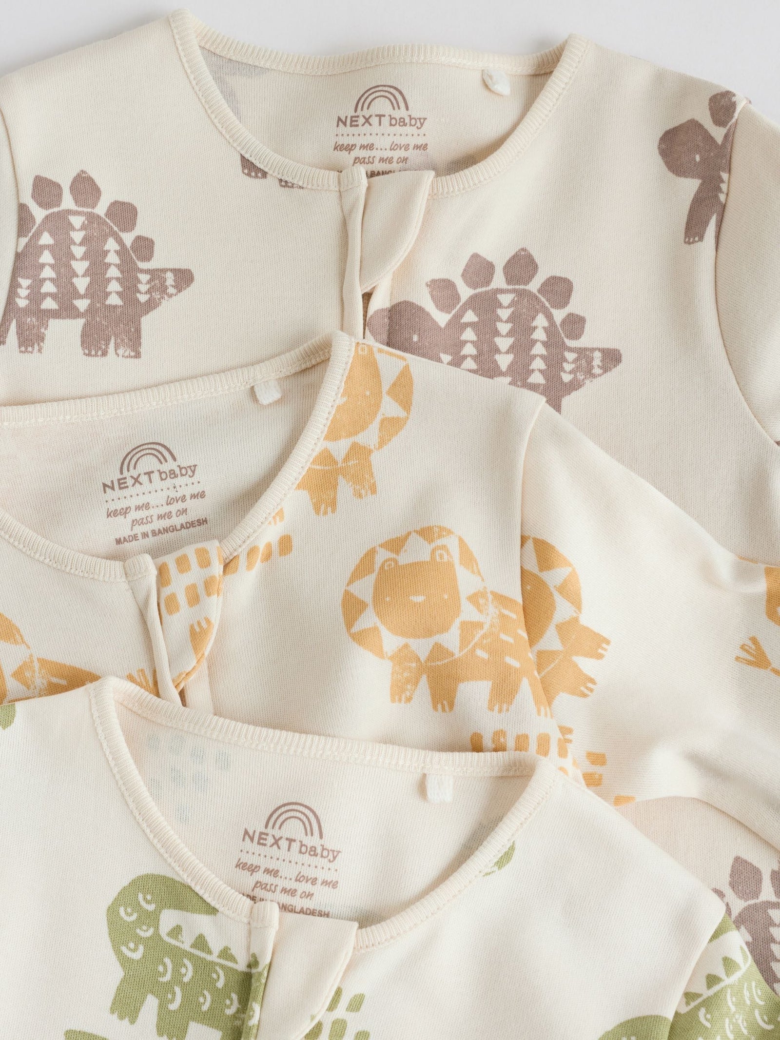Multi Safari Two Way Zip Baby Sleepsuits 3 Pack (0mths-2yrs)