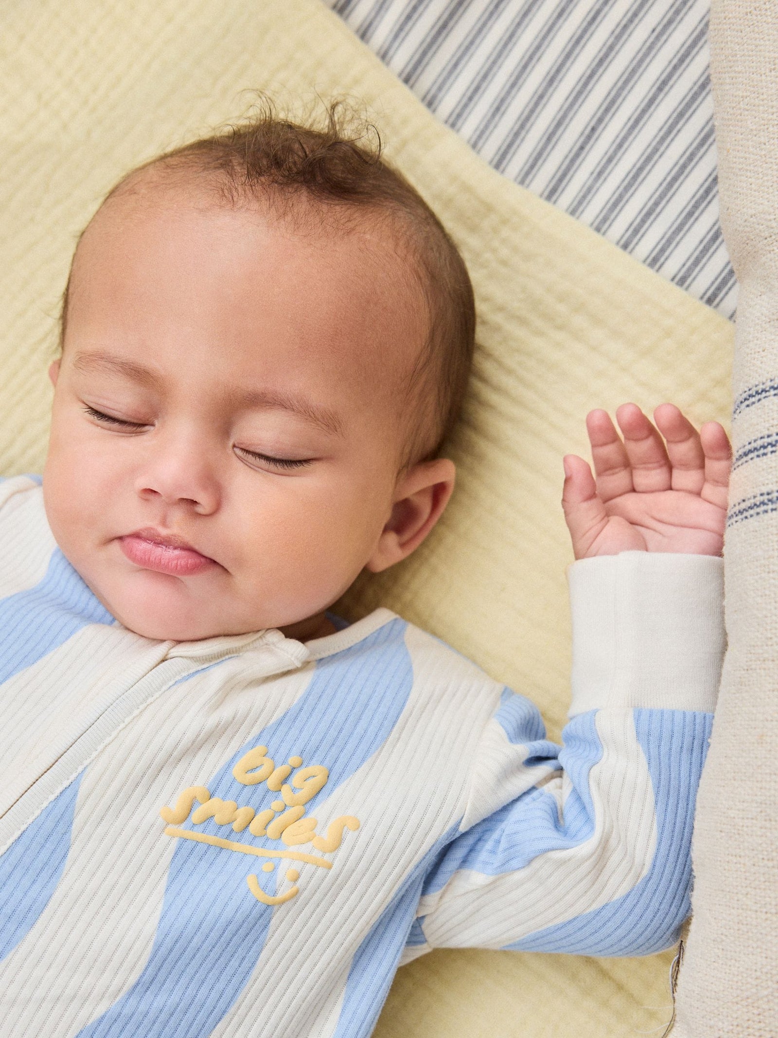 Yellow/Blue Sunshine Two Way Zip Baby Sleepsuits 3 Pack (0mths-3yrs)