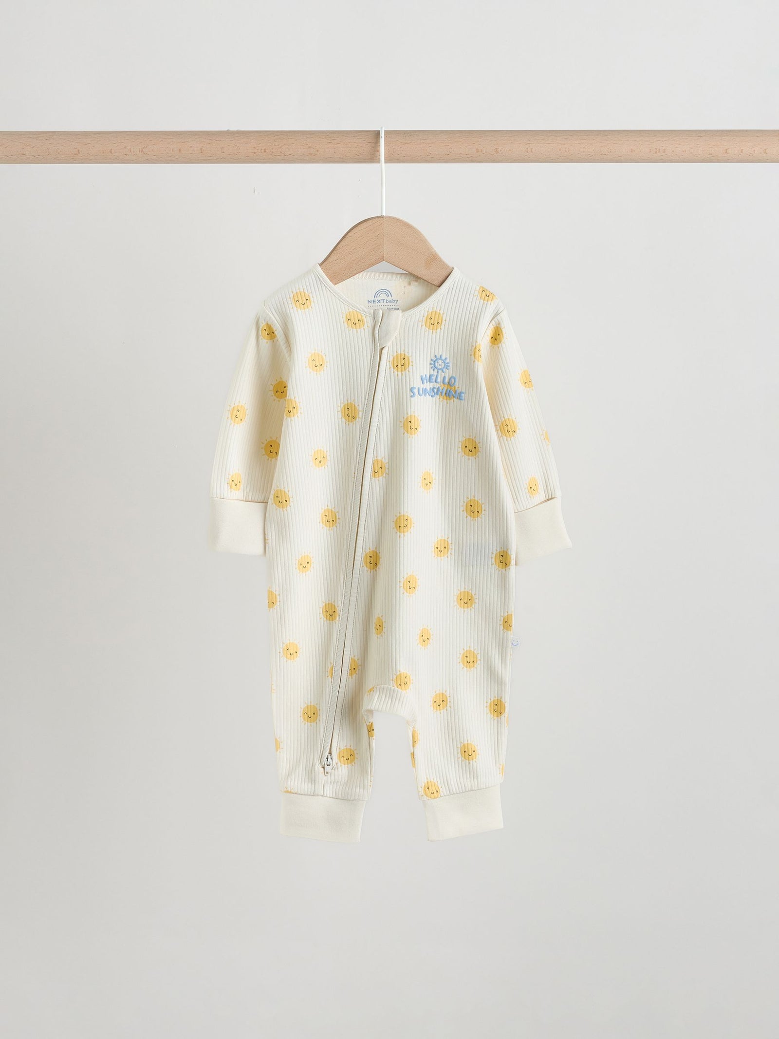 Yellow/Blue Sunshine Two Way Zip Baby Sleepsuits 3 Pack (0mths-3yrs)
