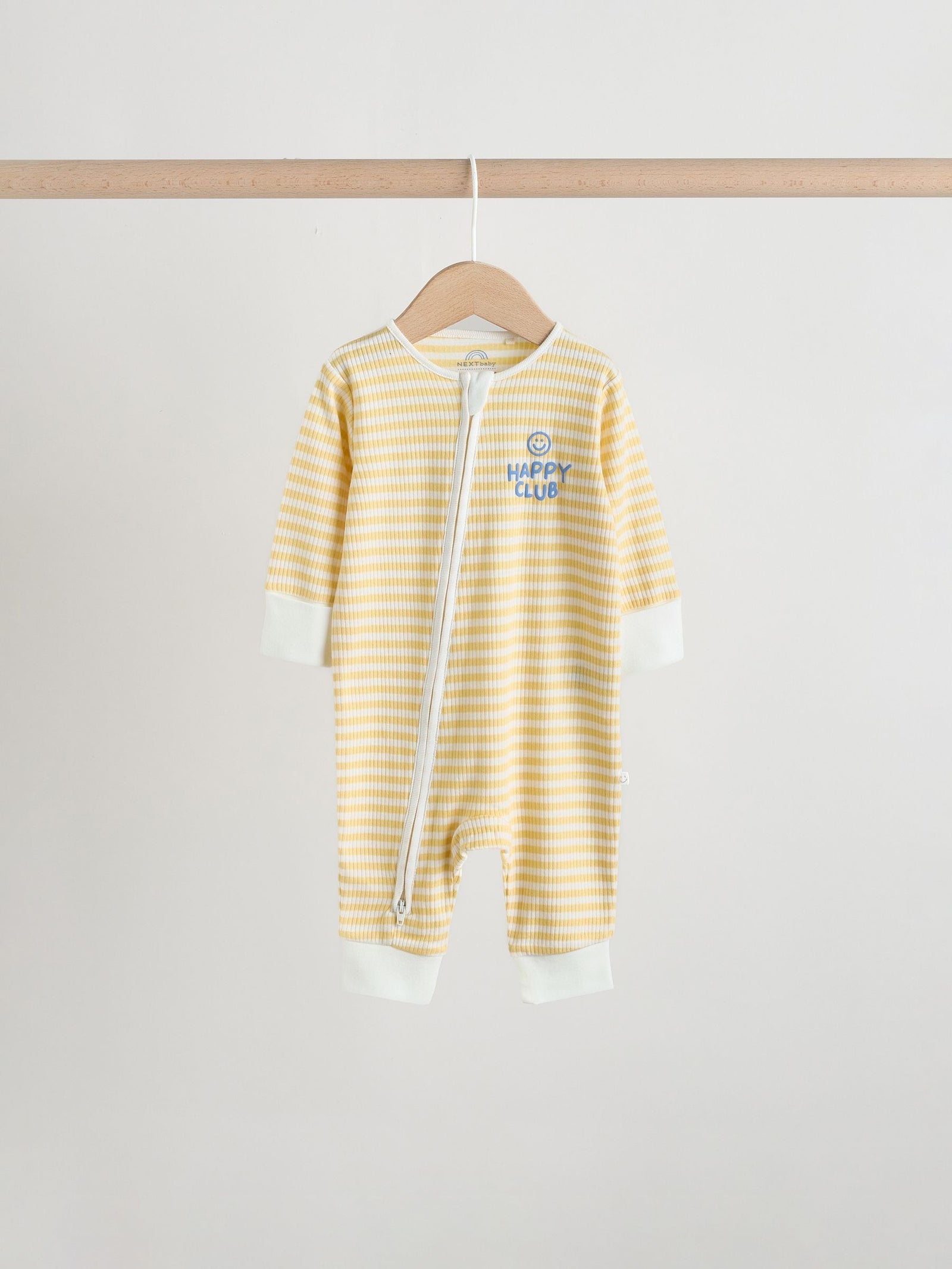 Yellow/Blue Sunshine Two Way Zip Baby Sleepsuits 3 Pack (0mths-3yrs)