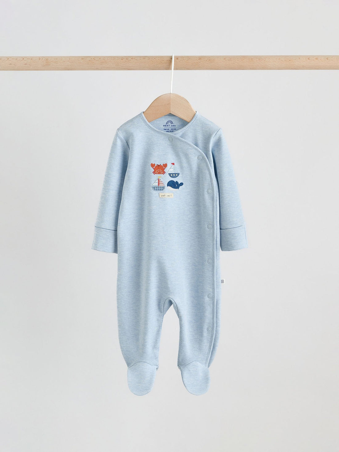 Blue Nautical Baby Sleepsuits 3 Pack (0-2yrs)