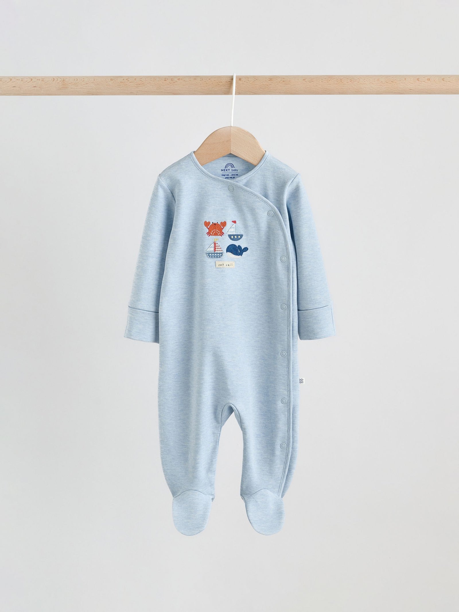 Blue Nautical Baby Sleepsuits 3 Pack (0-2yrs)