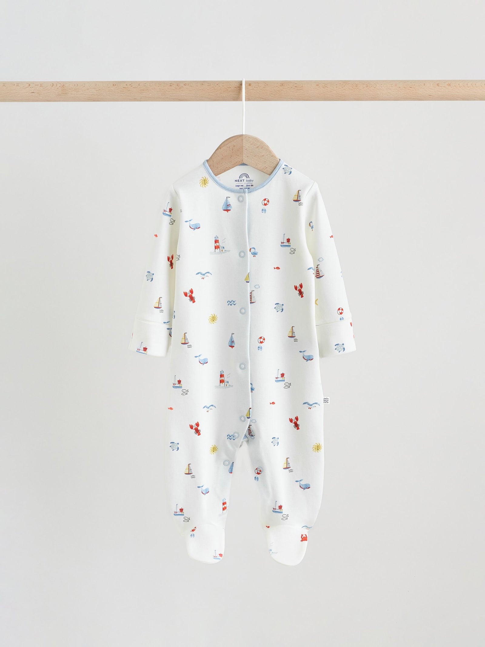 Blue Nautical Baby Sleepsuits 3 Pack (0-2yrs)