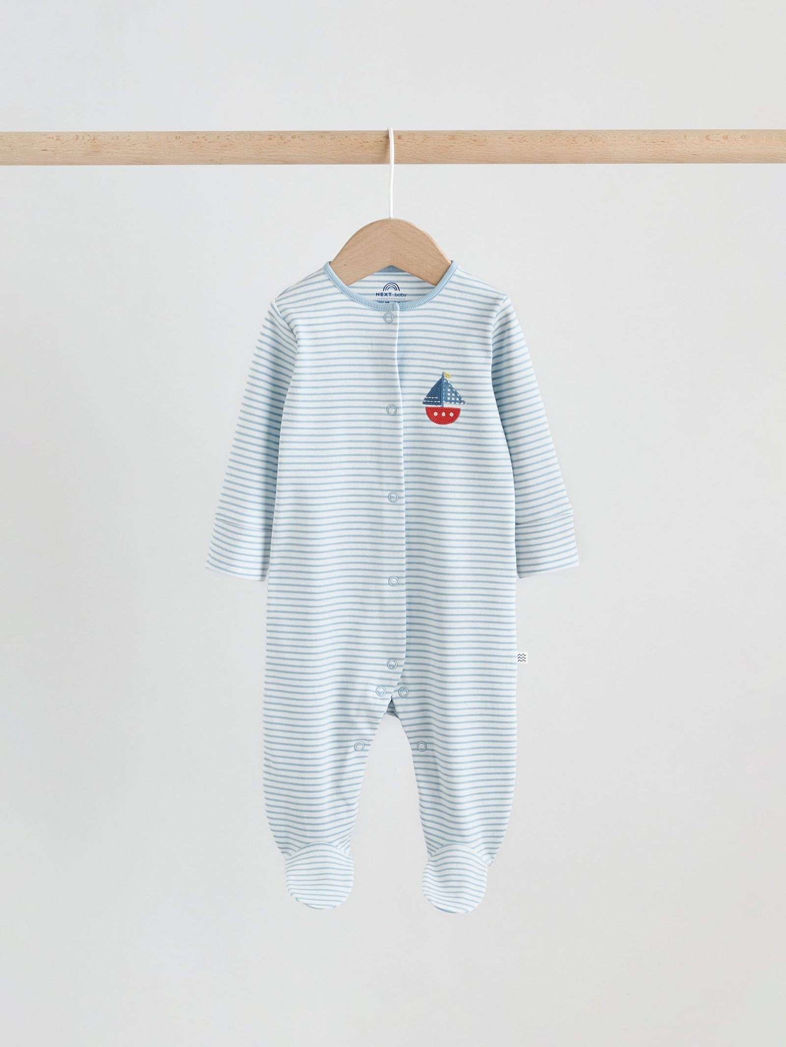 Blue Nautical Baby Sleepsuits 3 Pack (0-2yrs)