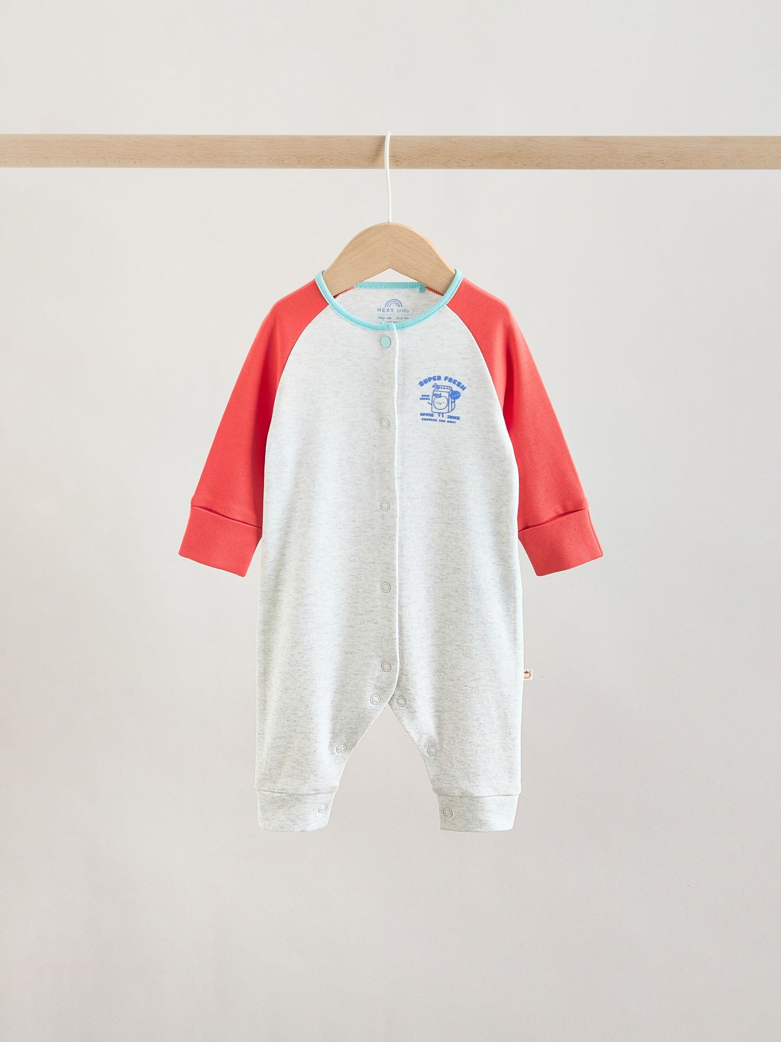 Multi Raglan Baby Sleepsuits 3 Pack (0mths-3yrs)