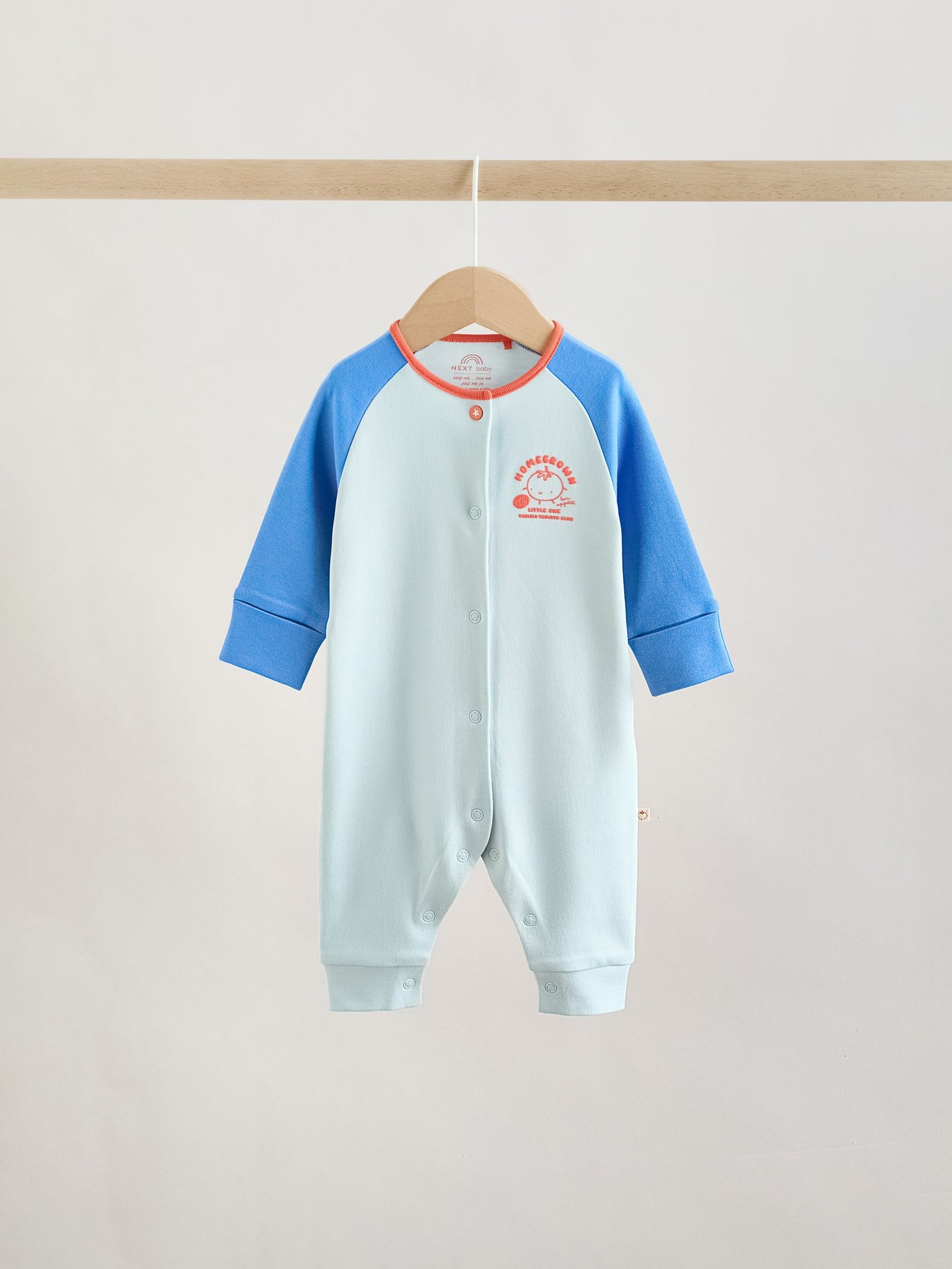Multi Raglan Baby Sleepsuits 3 Pack (0mths-3yrs)