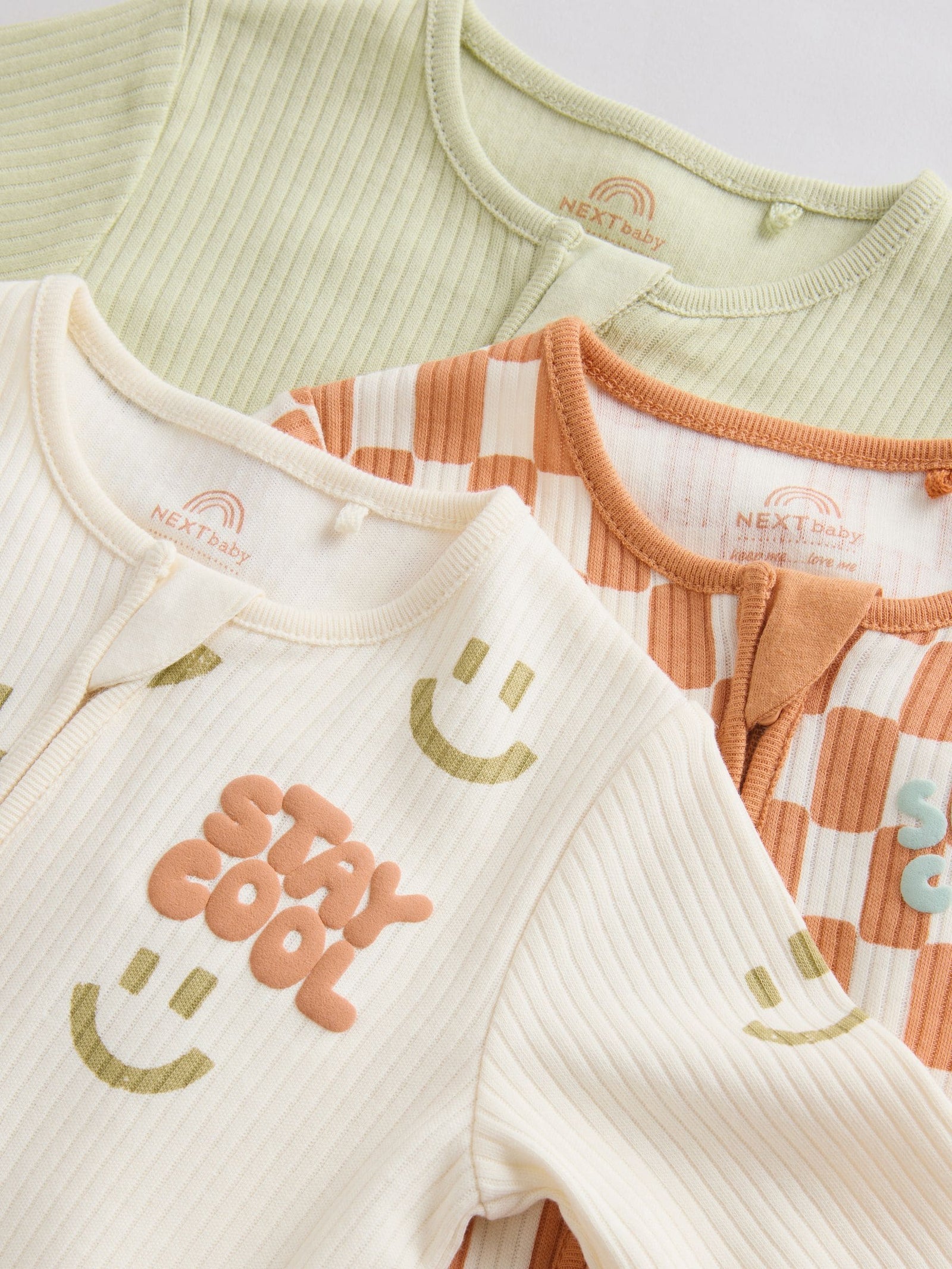 Multi Two Way Zip Baby Sleepsuits 3 Pack (0mths-3yrs)